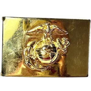 USMC Marine Corps Dress Blues Belt Buckle Anodized Gold Plated Soldier Used